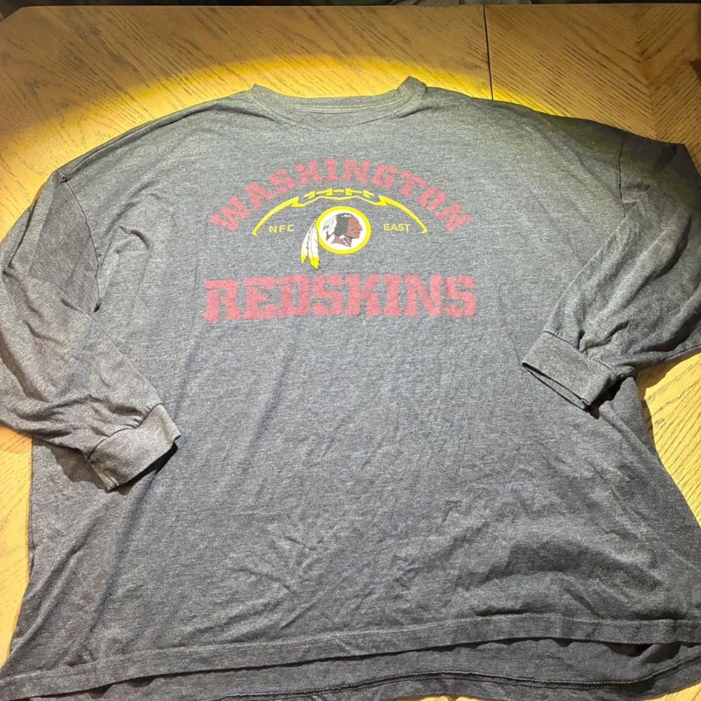 NFL Pro Line Washington Redskins Long Sleeve Graphic T-Shirt Gray Mens 6X Big